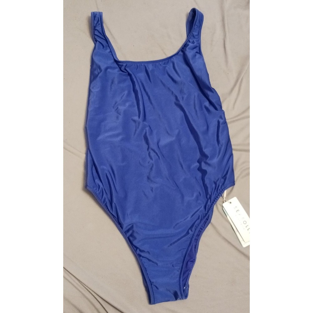 NEW Seafolly Women's Royal Blue Classic Hi Cut Leg One Piece Swimsuit, Size‎ 12